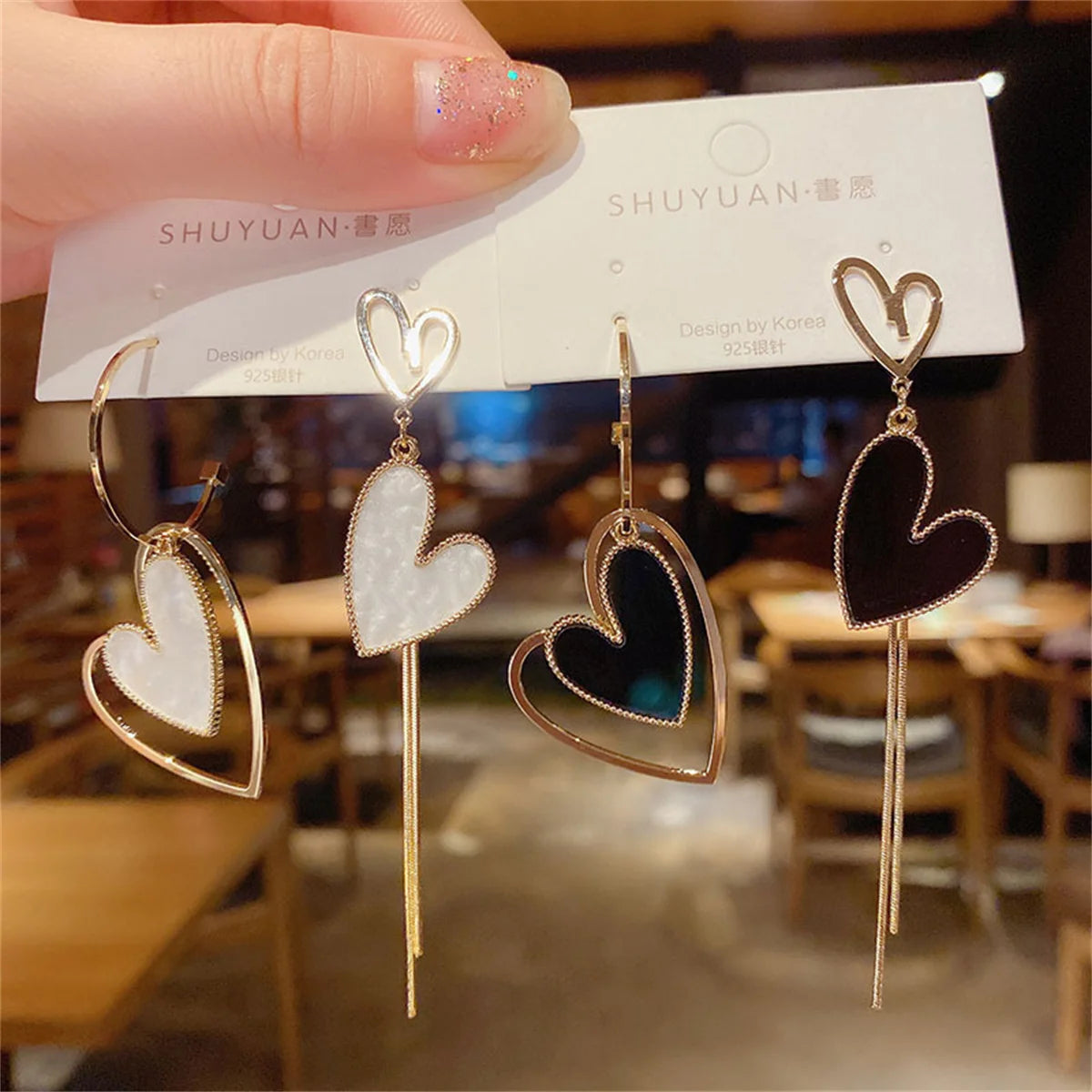 Asymmetric Heart Shaped Earrings Set